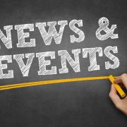 blackboard – news&events hand writes chalk text on blackboard - news and events